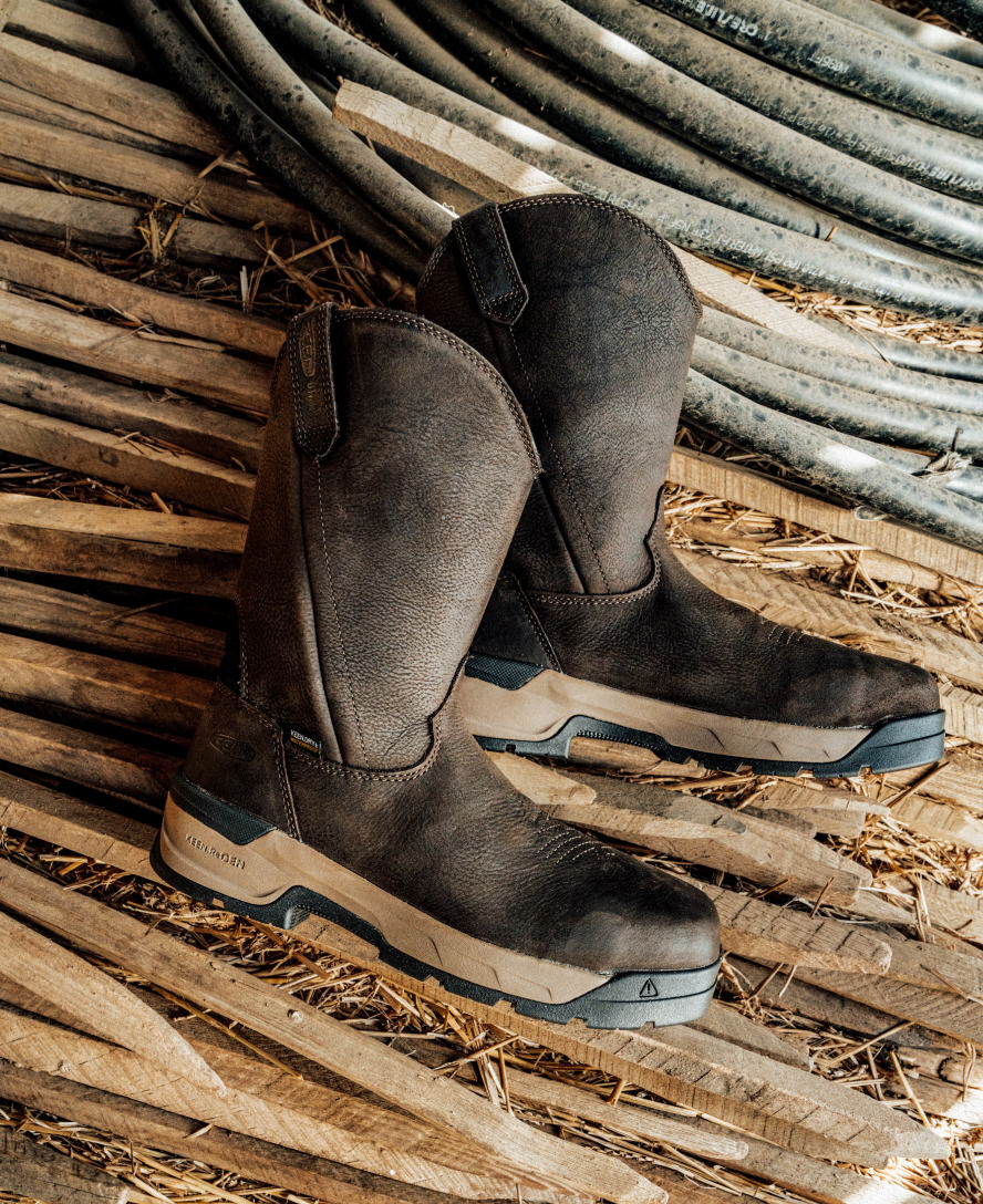 Men's Flatland Pull-On Waterproof Work Boot (Carbon Toe) | Dark Brown/Black - Image 9